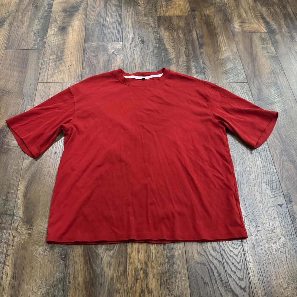 Unbranded Rust Red Oversized Crew Neck T-Shirt Back Seam Small Cotton Blend